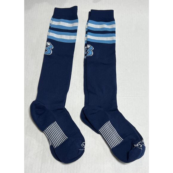 2 PEAR Sox Striped Baseball Softball Football Compression Socks Blue Large New - Picture 1 of 6